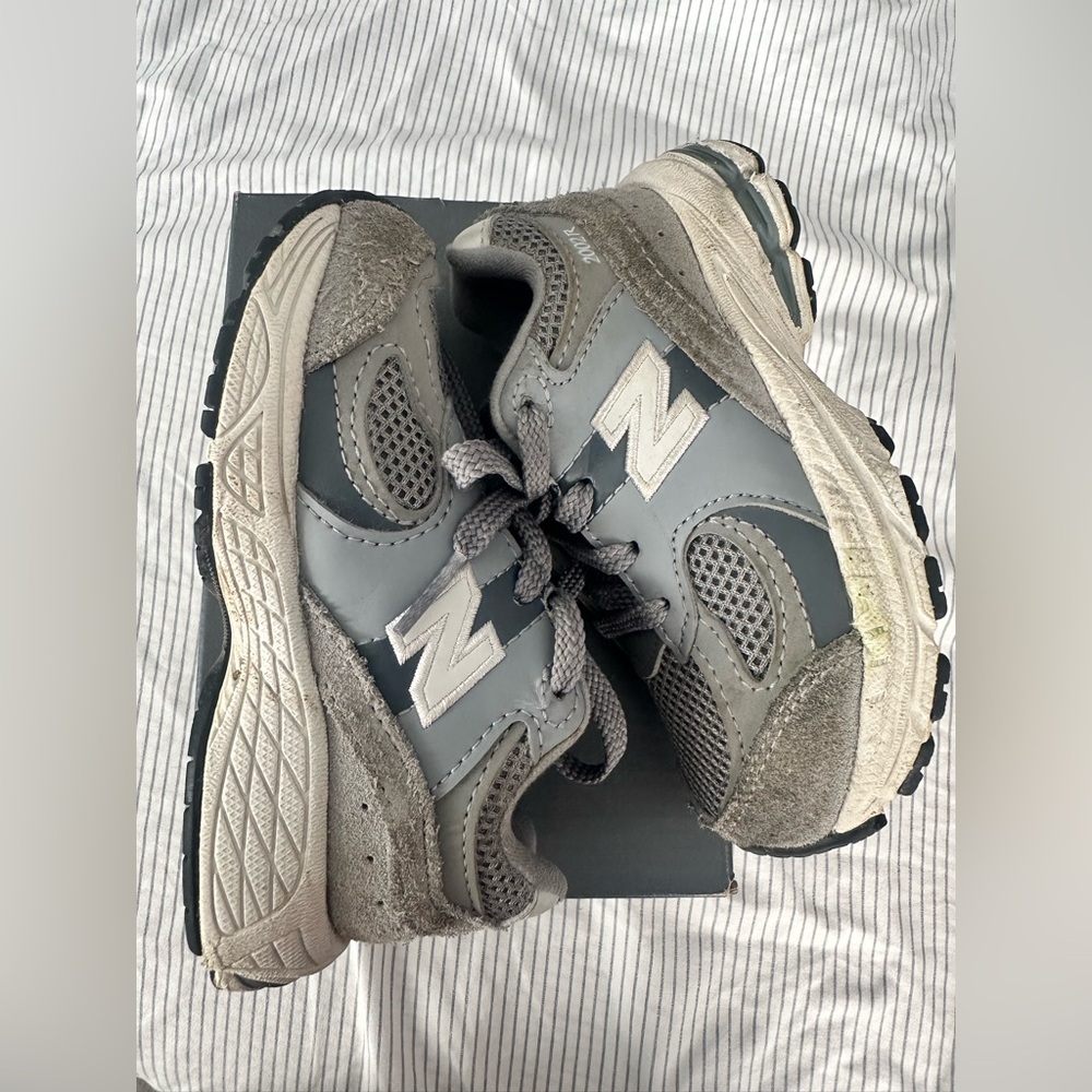 New Balance Kids Gray and White Sneakers